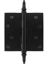 4-Inch Cast Iron Door Hinge With Steeple Tips in Matte Black